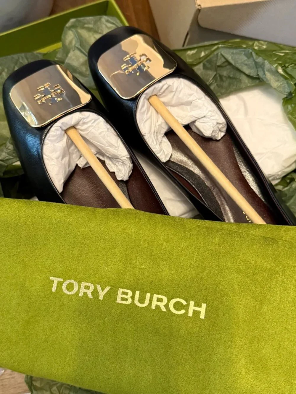 NWT TORY BURCH Georgia Ballet Flats in Black - Size 7 - NEVER WORN!